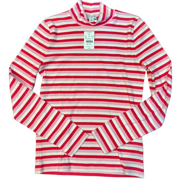 NWT - J. CREW FACTORY Striped Ribbed-knit Mockneck Top - Picture 3 of 5